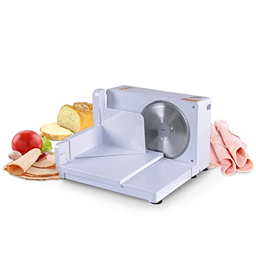 SuperHandy Il Cibo affettatrice 17cm Portatile Professionale e Pieghevole elettrica AC 230V 50Hz 120 Watt per: Salumi, Formaggi & Deli con Un Acciaio Inossidabile RSG Solingen Lama