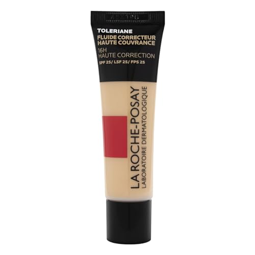 La Roche-Posay Toleriane, Fondotinta Fluido, Per Pelli Sensibili, Alta Copertura di Imperfezioni, Macchie e Cicatrici, Correttore, Con Neurosensine, Tonalità: 10, 30 ml