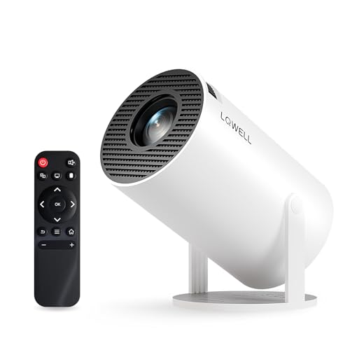 LQWELL® Proiettore Mini Proiettore Supporta WiFi 5G, BT5.0 con Android OS, Correzione trapezoidale automatica, angolo di 220 gradi, display da 130 pollici per Phone/PC/Stick, 4K Ho