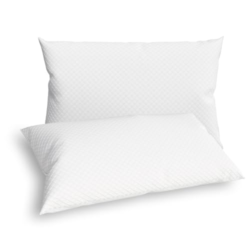 Leonardo-Cuscini Letto Coppia di Guanciali 40×70 Standard Made in Italy Antiacaro Anallergico Traspirante – Matrimoniale Singolo con Federa in Cotone e Poliestere