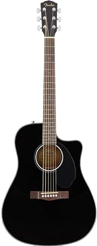 Fender CD-60SCE Dreadnought Chitarra Acustica Elettrificata, Nero, Include lezioni virtuali gratuite su Fender Play