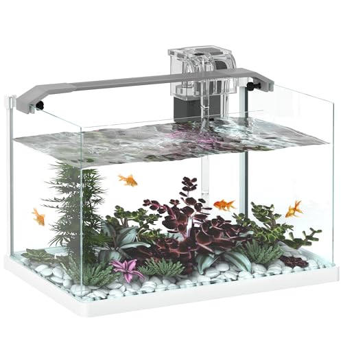 PawHut Acquario per Pesci Rossi in Vetro con Luci LED