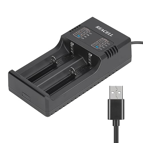 REACELL Caricabatterie 18650, Universale Carica Batteria a Ricarica Rapida