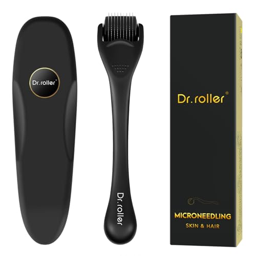 Dr.roller Dermaroller 0,5 mm, Dermaroller Capelli Viso Uomo e Donna, Microneedle Viso Capelli, Derma Roller Beard Roller 540 Ago di Titanio