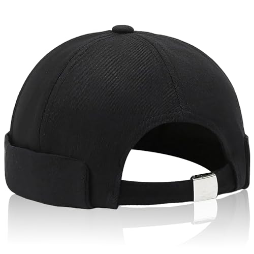 UILYNIU Nero Cappello Docker Uomo Berretto Uomo Berretto Senza Visiera Berretto con Visiera Cappello Uomo Cappello da Marinaio Cappello Bob Berretto Uomo Cappello per Donna Uomo (N