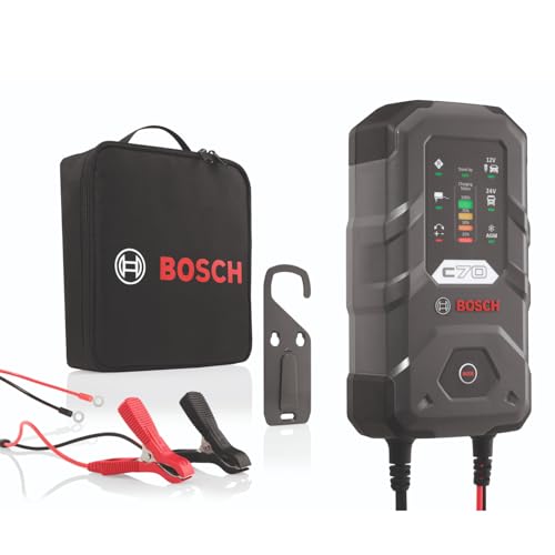 Bosch C70 Caricabatterie per Auto, 12 V – 24 V / 10 A