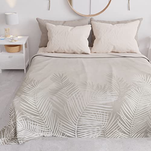 PETTI Artigiani Italiani – Copriletto Matrimoniale Primavera Estate, Coperta Leggera Matrimoniale, Lenzuola Copriletto, Foglia Tortora 100% Made in Italy