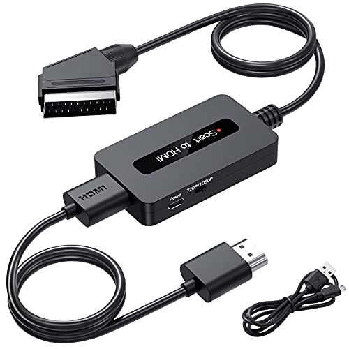 Kirolle Convertitore Scart a HDMI con Cavi Scart e HDMI