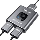 GANA Sdoppiatore HDMI Switch HDMI Splitter - 4K HDMI Switch Bidirezionale (2 Ingresso a 1 Uscita o 1 in a 2 out) Alluminio Commutatore HDMI Supporta 4K 3D 1080P per TV