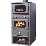 Stufa a Legna e Carbone con Forno in Acciaio 11-14KW Ischia Con Termometro e Regolazione Aria Primaria e Secondaria