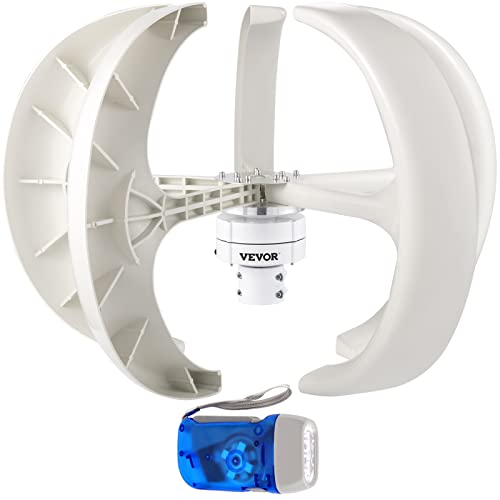 VEVOR Generatore di Turbine Eoliche a Forma di Lanterna 600W, Generatore Eolico con 5 Pale in Nylon di Alta Qualità 12 V CC, per la Ricarica della Batteria su Barche, Gazebo, Chale