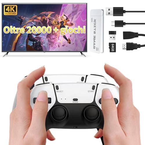 Retro game stick, retro console console di gioco sistema di uscita HDMI wireless, 20000 + videogiochi portatili incorporati, 23 console emulatore console di gioco, console retro co