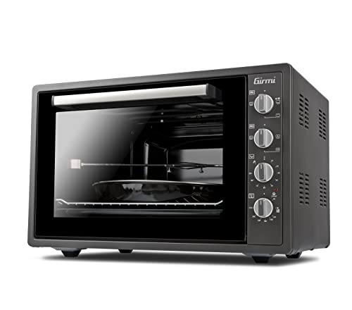 Girmi FE58 Forno Elettrico Ventilato con Girarrosto 300°C, 58 Litri, 1500 W, Lampada interna, Timer, Funzioni base, grill, combinata, Accessori inclusi, Grigio Antracite