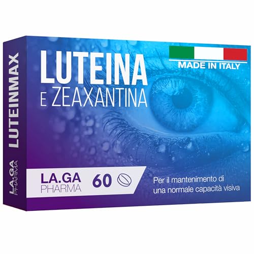 Integratore Occhi con Luteina e Zeaxantina Alto Dosaggio. 60 Compresse con Mirtillo Rosso, Vitamine A, E, B12, Zinco. Antiossidanti Integratori Occhi Vista. Protegge da Stress Ossi