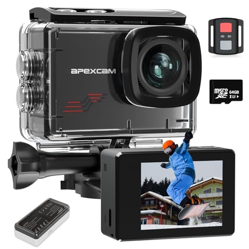 Apexcam M80 Action Cam Con 64GB Scheda 4K 60FPS 48MP WIFI 40M Ultra HD
