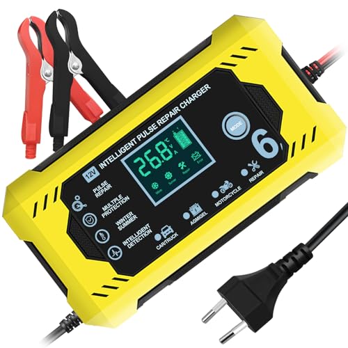 Caricabatterie per Auto, YOYOPOW Carica Batteria Manutentore per Auto e Moto 6A/12V