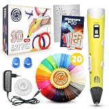 The Italian Home® Penna 3D Plus + Filamenti PLA 20 colori (4 Fluoerescenti) + Istruzioni in Italiano e Guida illustrata in Omaggio