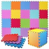 Tappeto Bambini 20 Pezzi Colorati Tappetini Puzzle Gioco Gomma Schiuma Eva Certificato CE