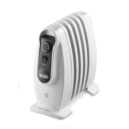 De'Longhi Serie Nano TRNS0505M Radiatore ad Olio Elettrico, 5 Elementi, 500W, Bianco